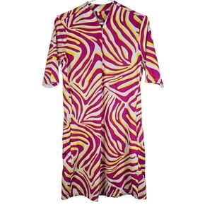 NWOT Tail Womens Hot Pink Yellow ZipperedPockets PickleballGolf Tennis Dress Med